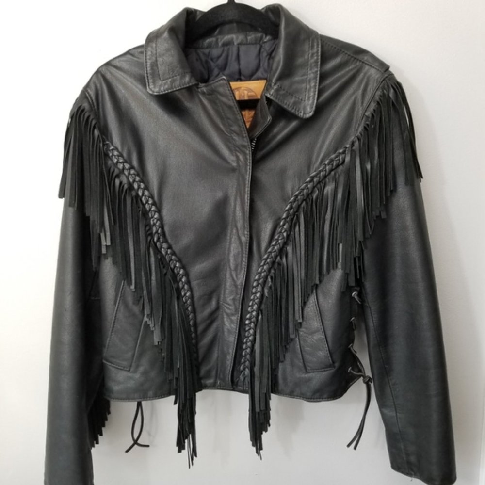 Vintage Kerr Leathers Black Moto Biker Jacket 14…